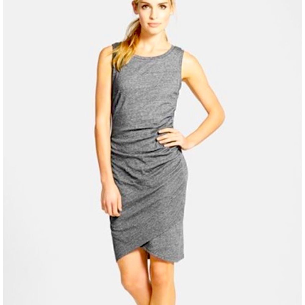 Leith Ruched Body-Con Tank Gray Dress XS